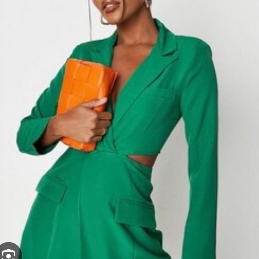 Missguided Green Cut-Out Blazer Dress